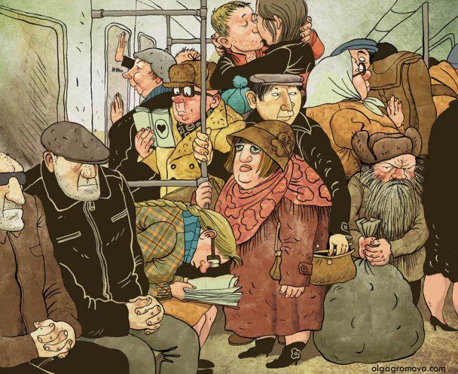 Весёлые старушки и старички в работах Ольги Громовой (27 фото)